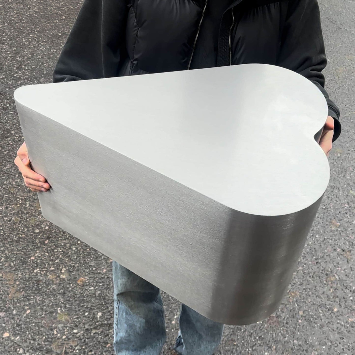 Heart Stainless Steel Brushed Side Table