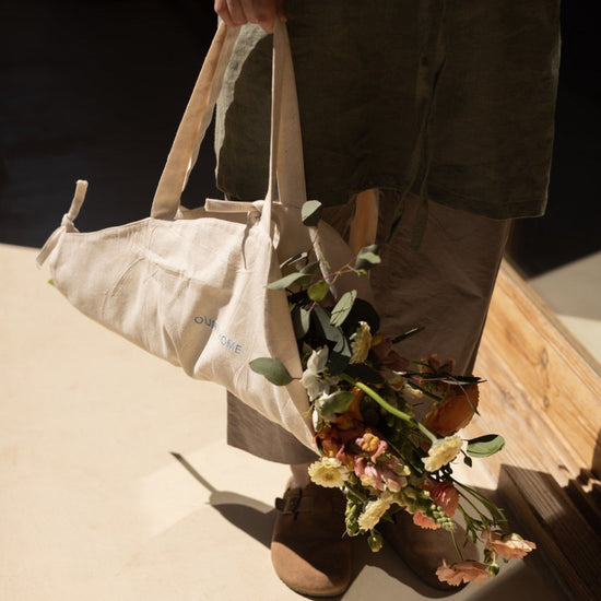Flower Bag – Organic Cotton with Blue Embroidery