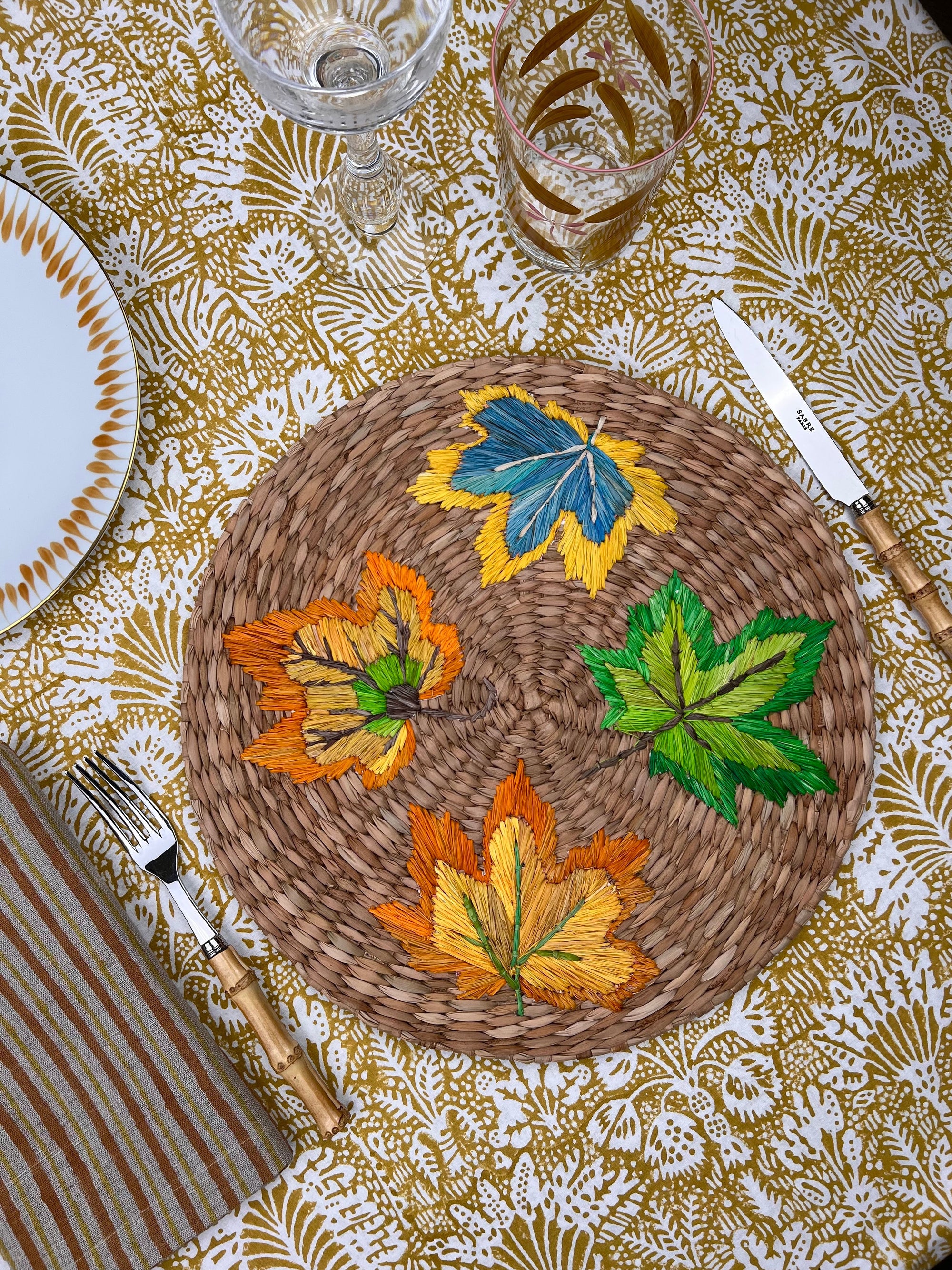 ’The Raffia Placemat’ - Autumn Leaves (pair)
