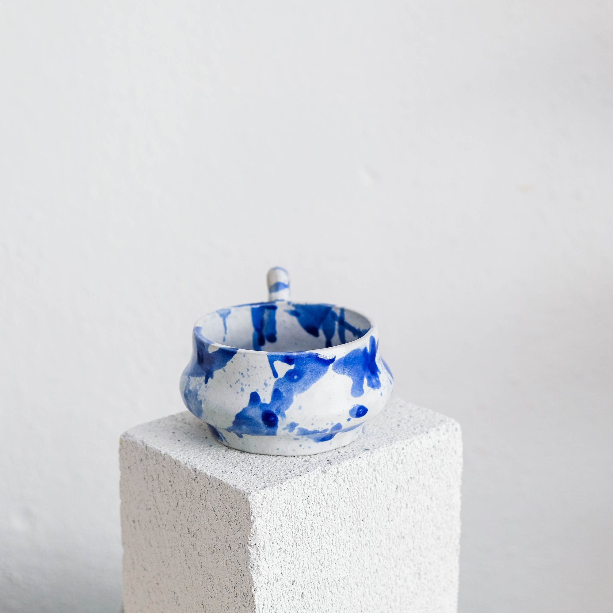 Dalmata M - Porcelain Cappuccino Cup - Brush Strokes Blue - Set of 2