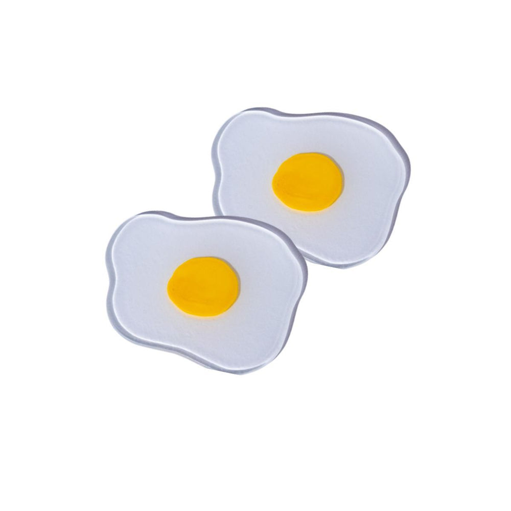 Squiggled Raw Egg Glass Coaster Set of Two