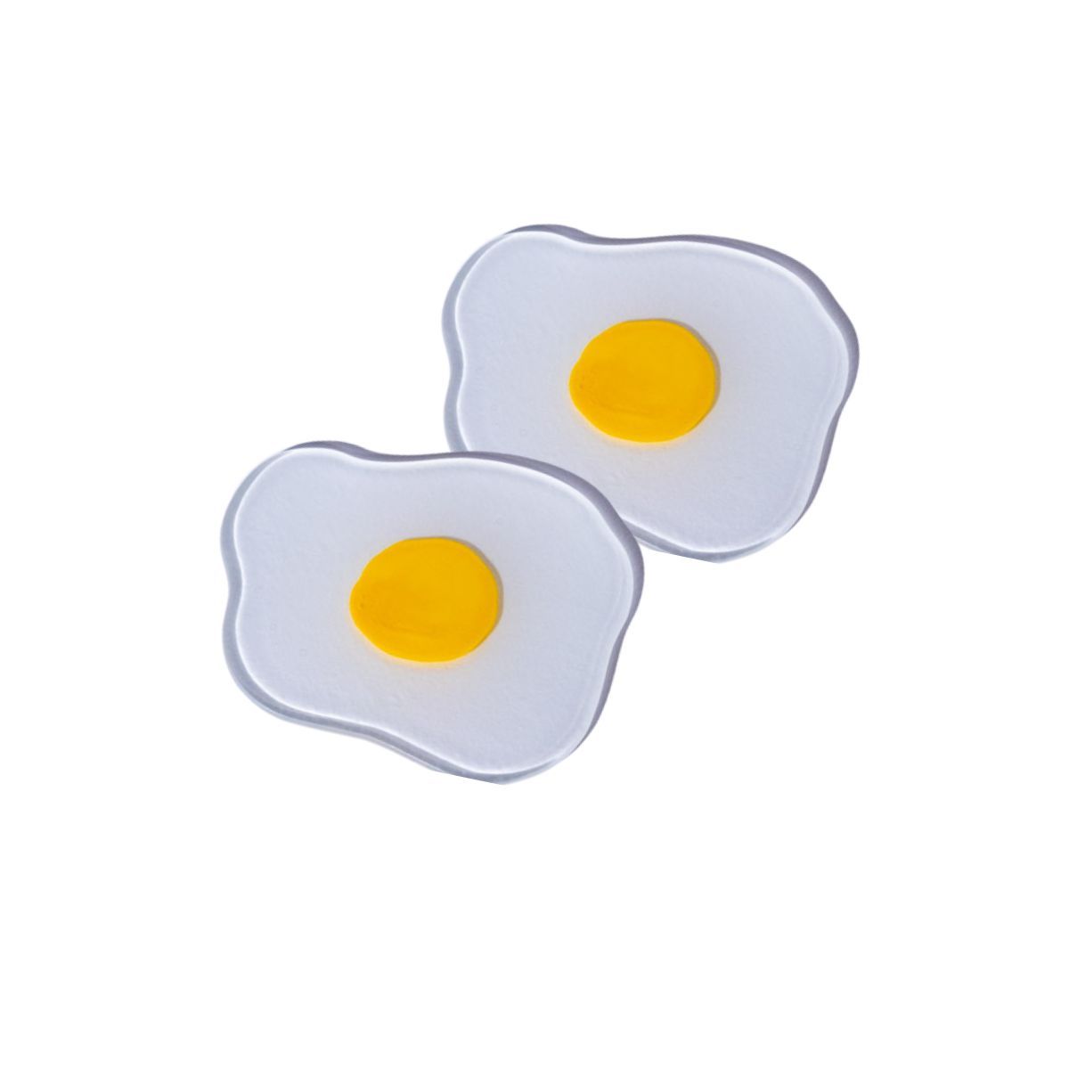 Squiggled Raw Egg Glass Coaster Set of Two