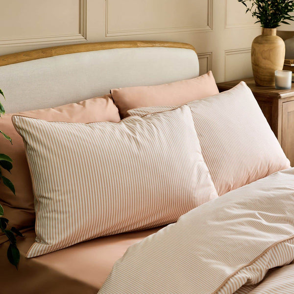 Luxury Organic Clay Pink Striped Pillowcases