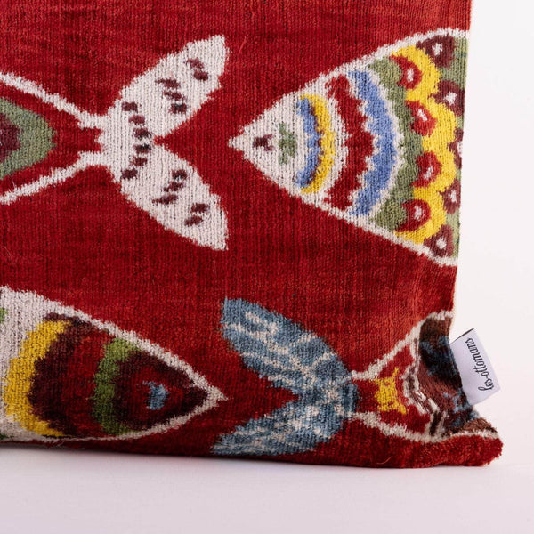 Silk Velvet Ikat Cushion - Coastal