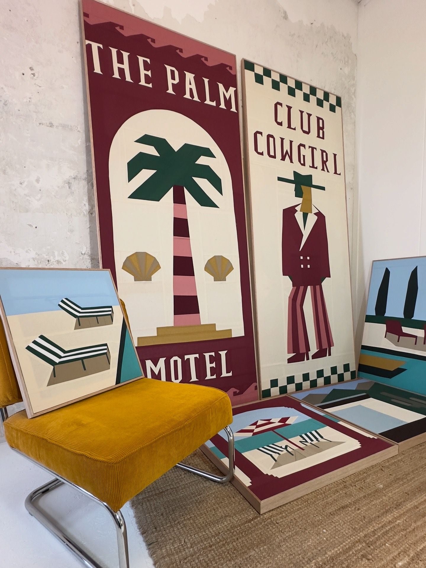 Striped Sun Loungers Original Quilted Artwork