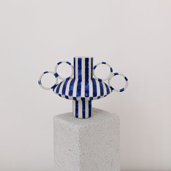 Small Zebrino - Dark Blue Matte - Porcelain Vase