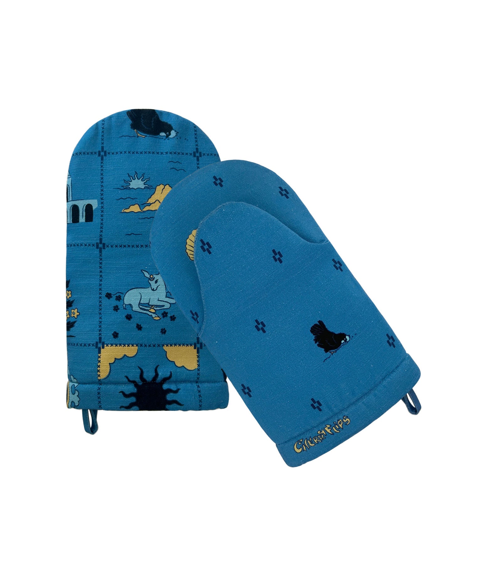 Redwork Oven Mitt in Blue