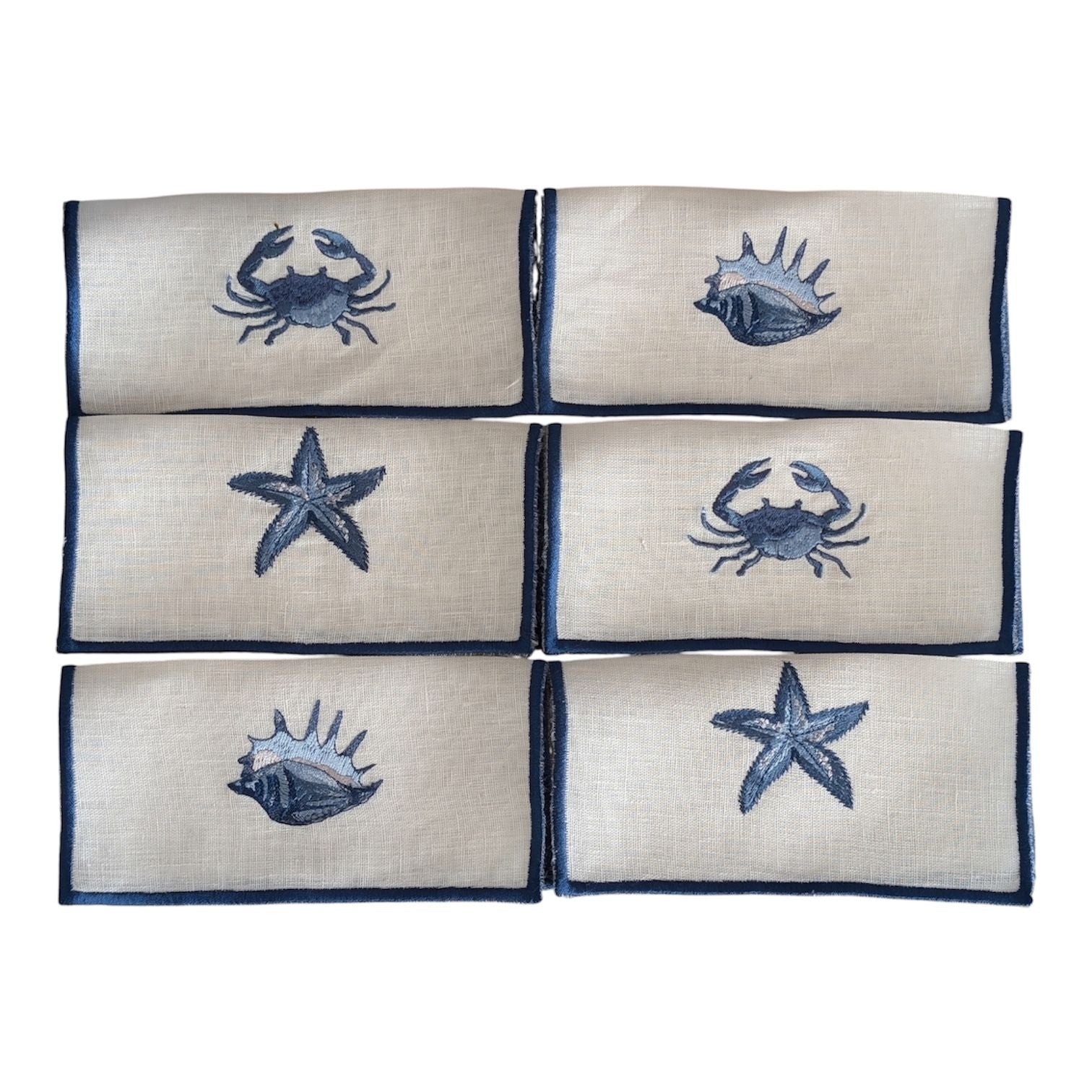 MARINE - Marine Embroidery Cocktail Napkin Set (set of 6)