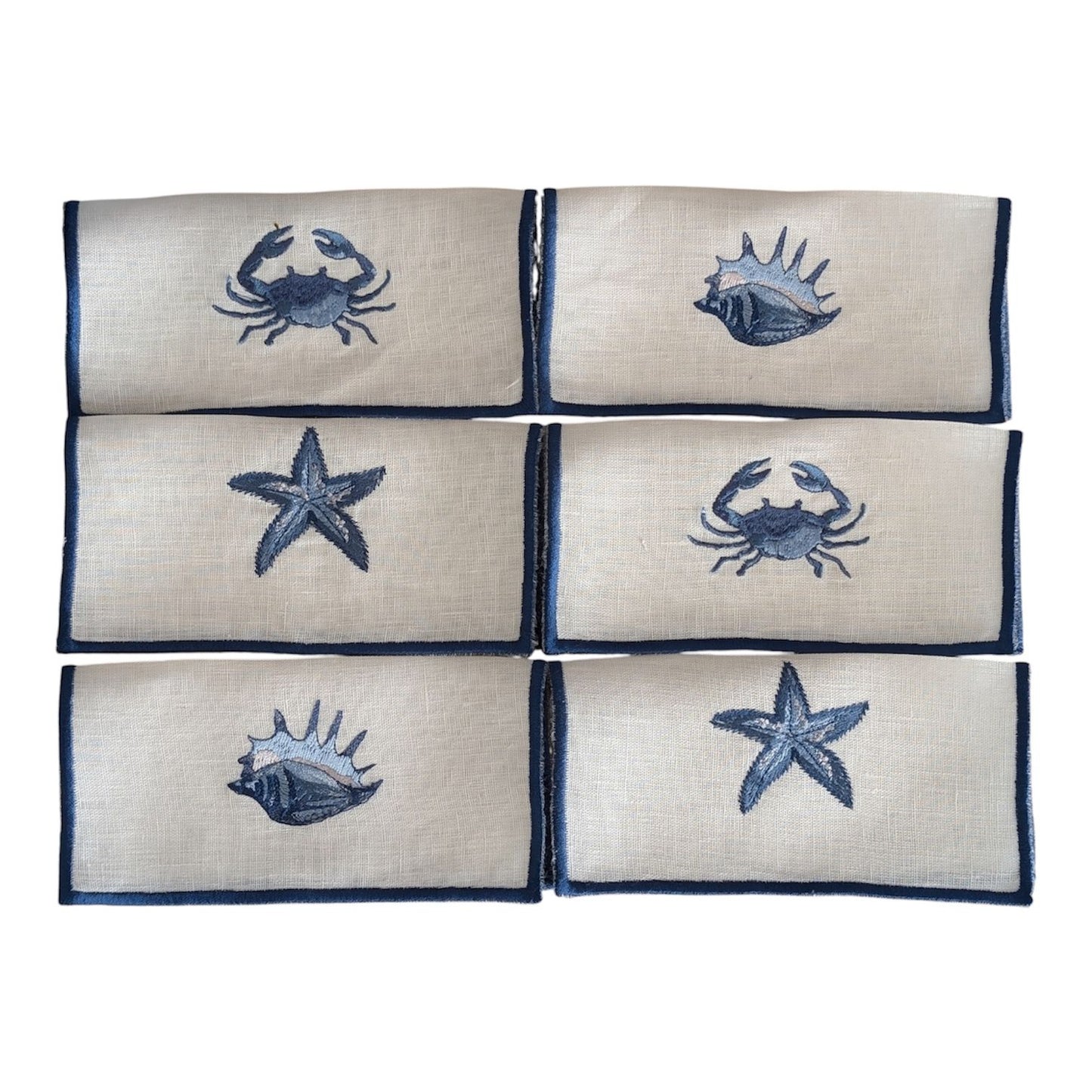 MARINE - Marine Embroidery Cocktail Napkin Set (set of 6)