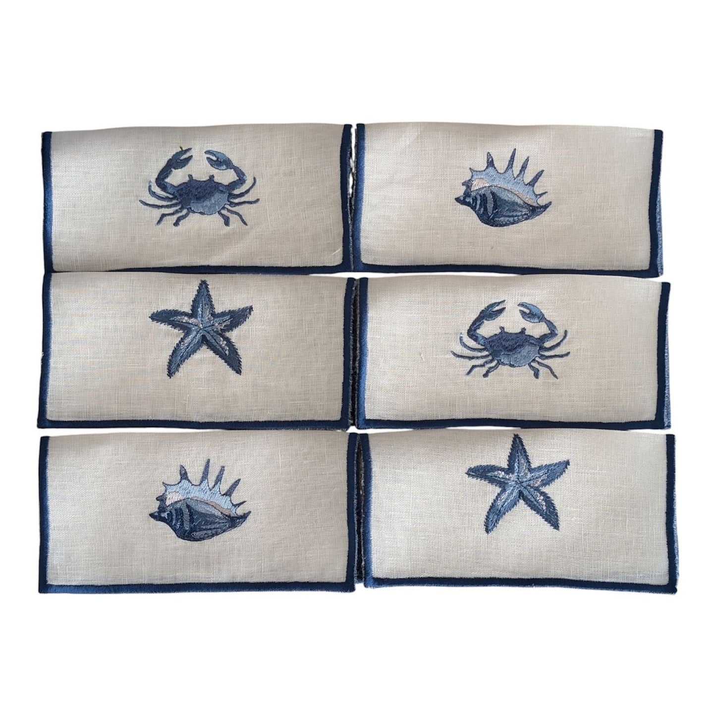 MARINE - Marine Embroidery Cocktail Napkin Set (set of 6)