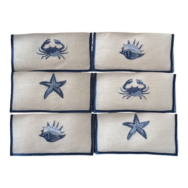 MARINE - Marine Embroidery Cocktail Napkin Set (set of 6)