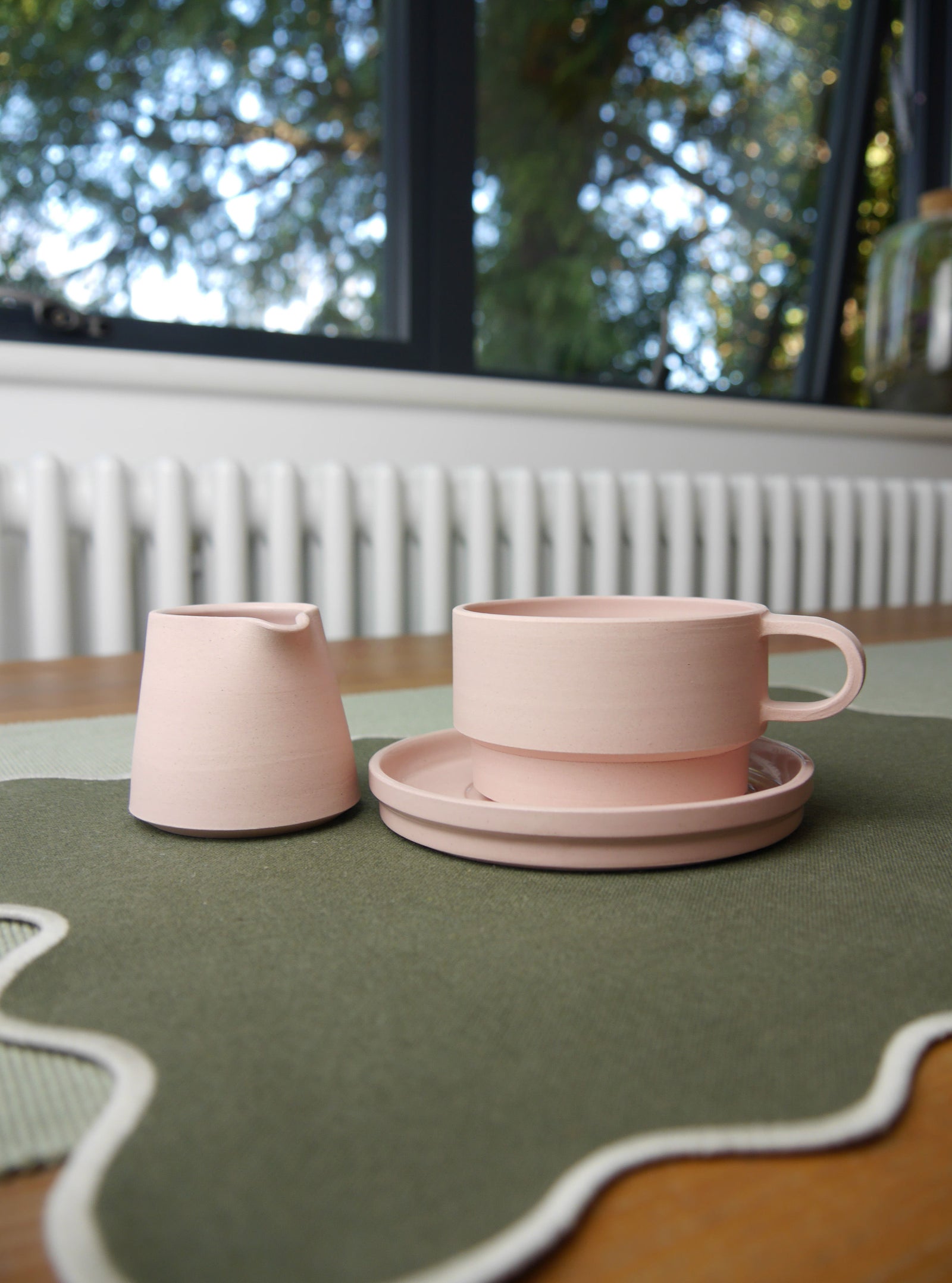 Angular Mug and Saucer Coffee Set, Blush