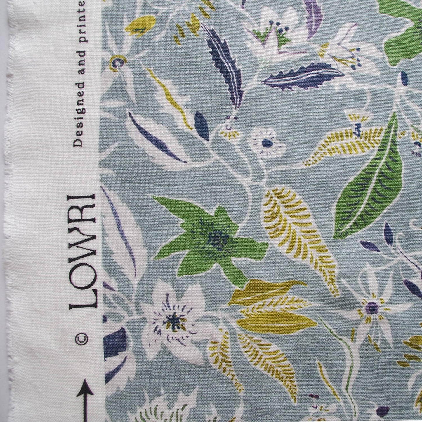 Printed Jasmine and Clematis Fabric - Blue