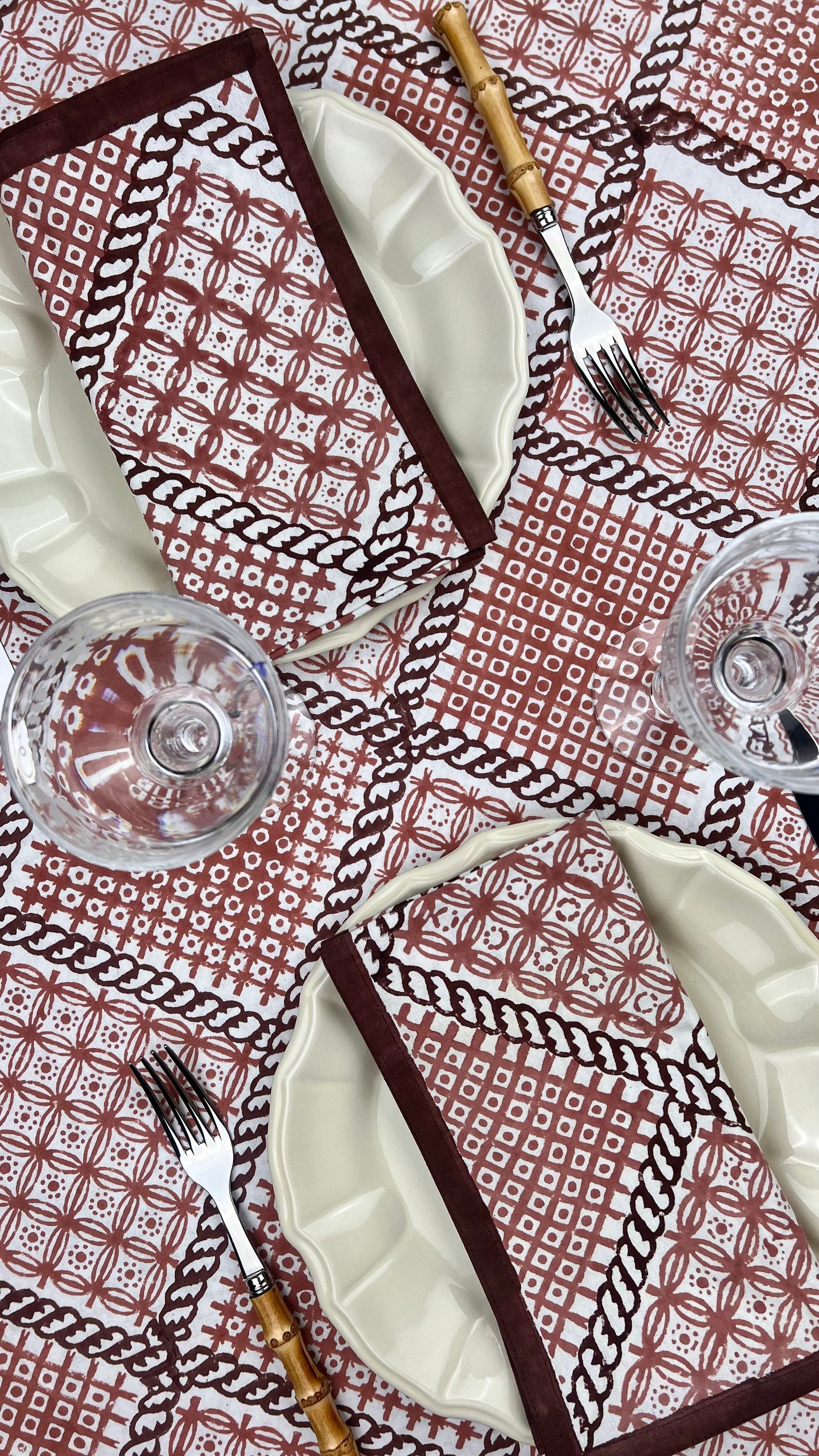 ’The Trellis’ - Napkin Set of 4 - Dusty Pink & Plum