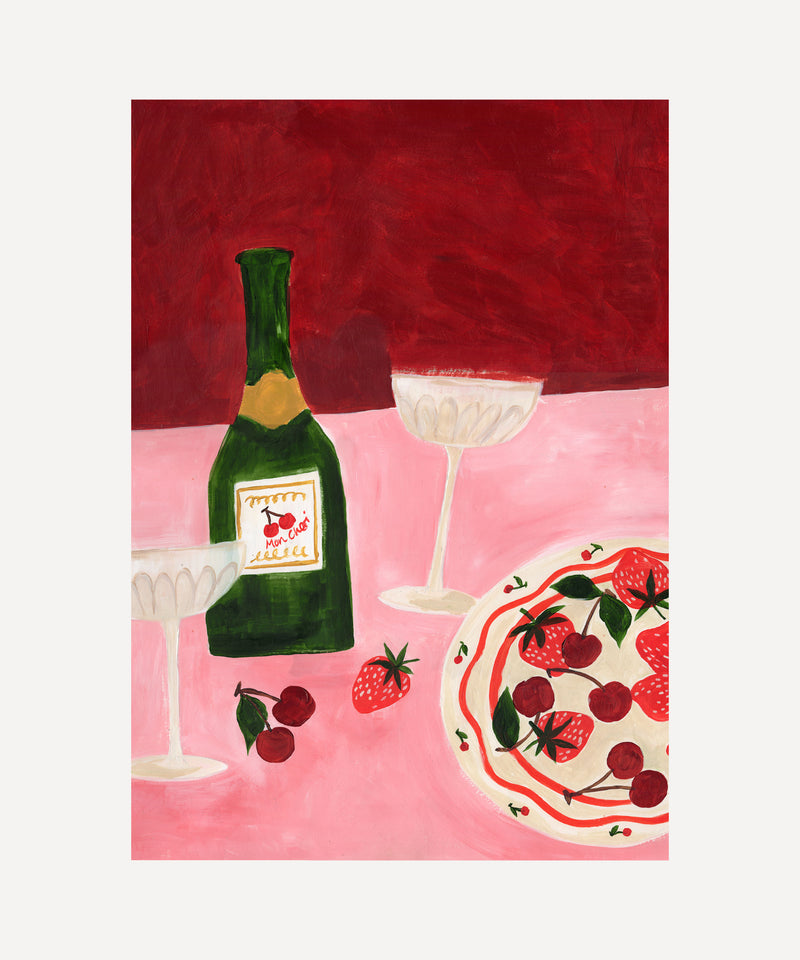 Strawberries After Midnight – Contemporary Still Life Art Print