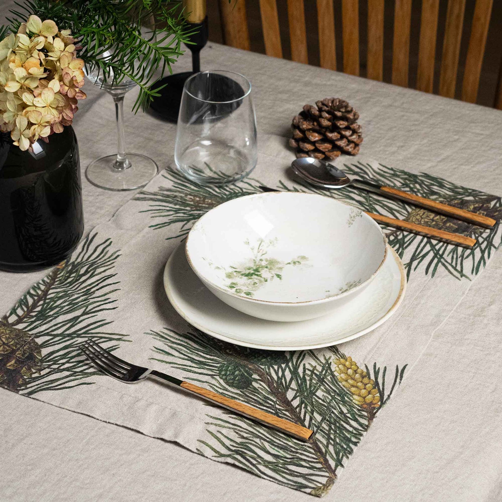 Linen Placemats PINE Set of 2