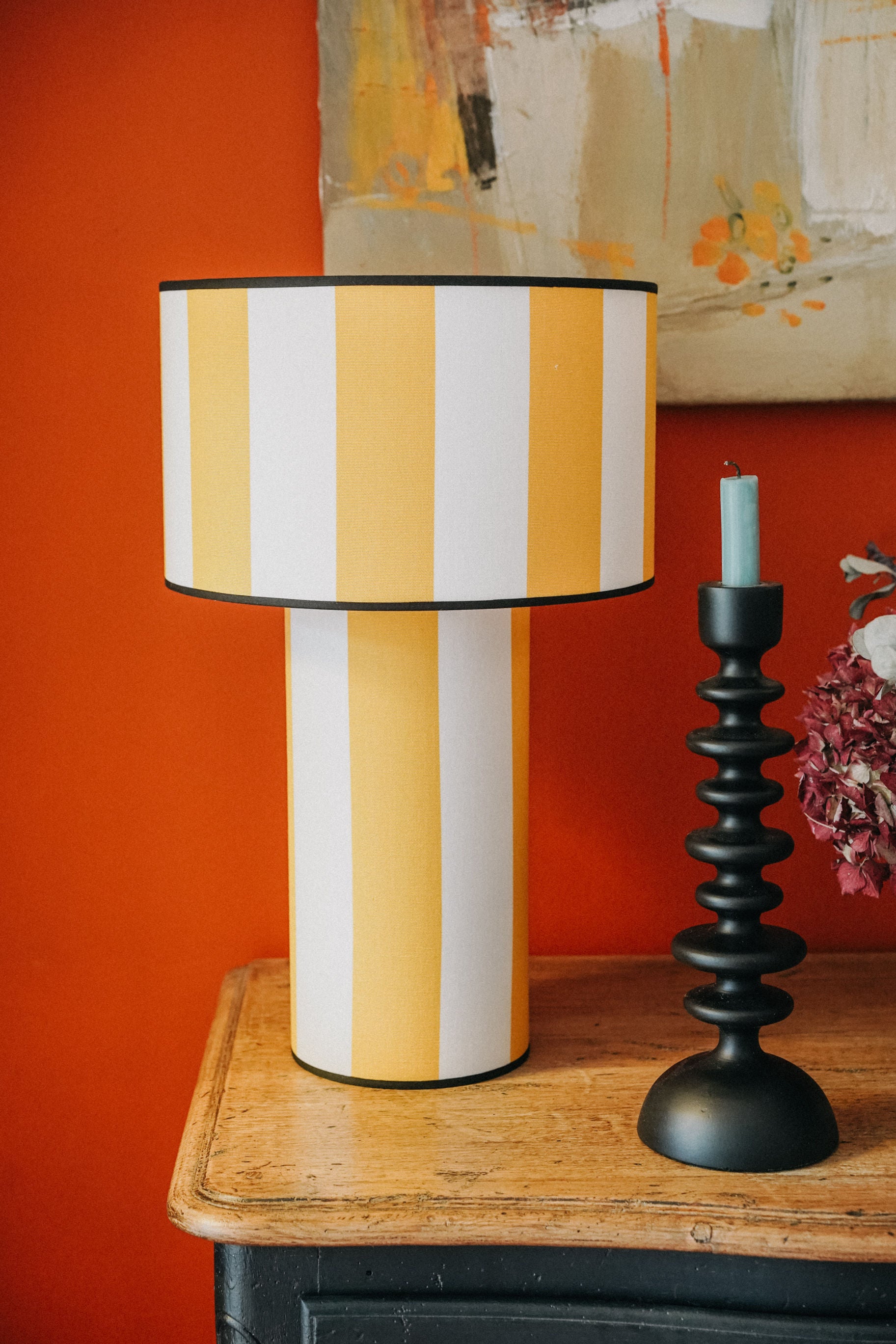 OCTAVEO - Yellow and White Striped Deckchair Table Lamp