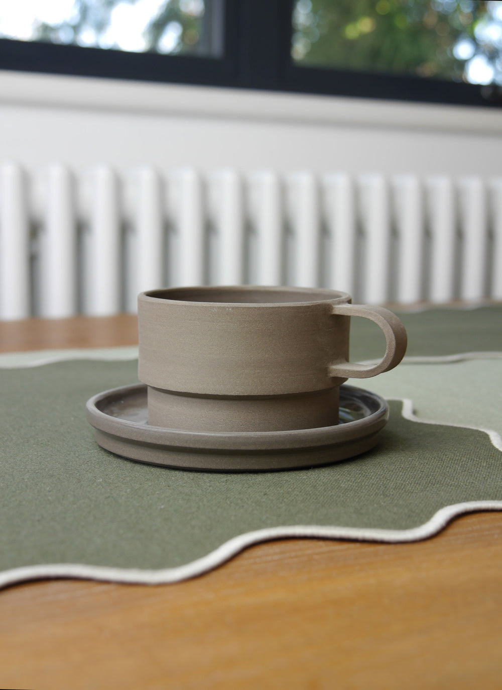 Angular Mug and Saucer Coffee Set, Charcoal