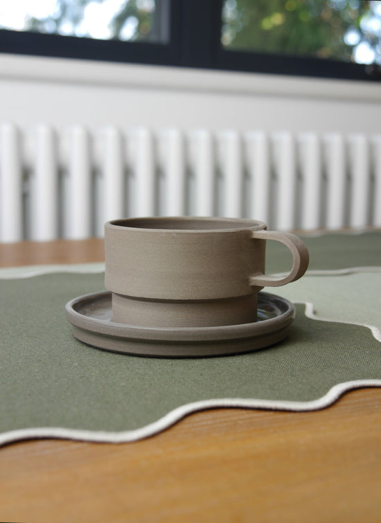 Angular Mug and Saucer Coffee Set, Charcoal