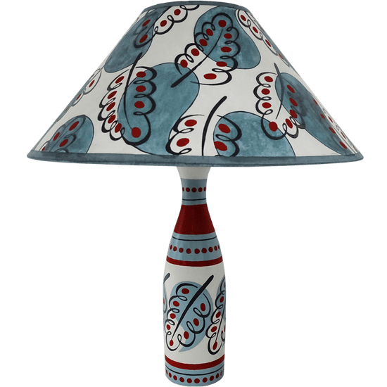 Paisley Leaf Hand Painted 14" Lampshade in Blue