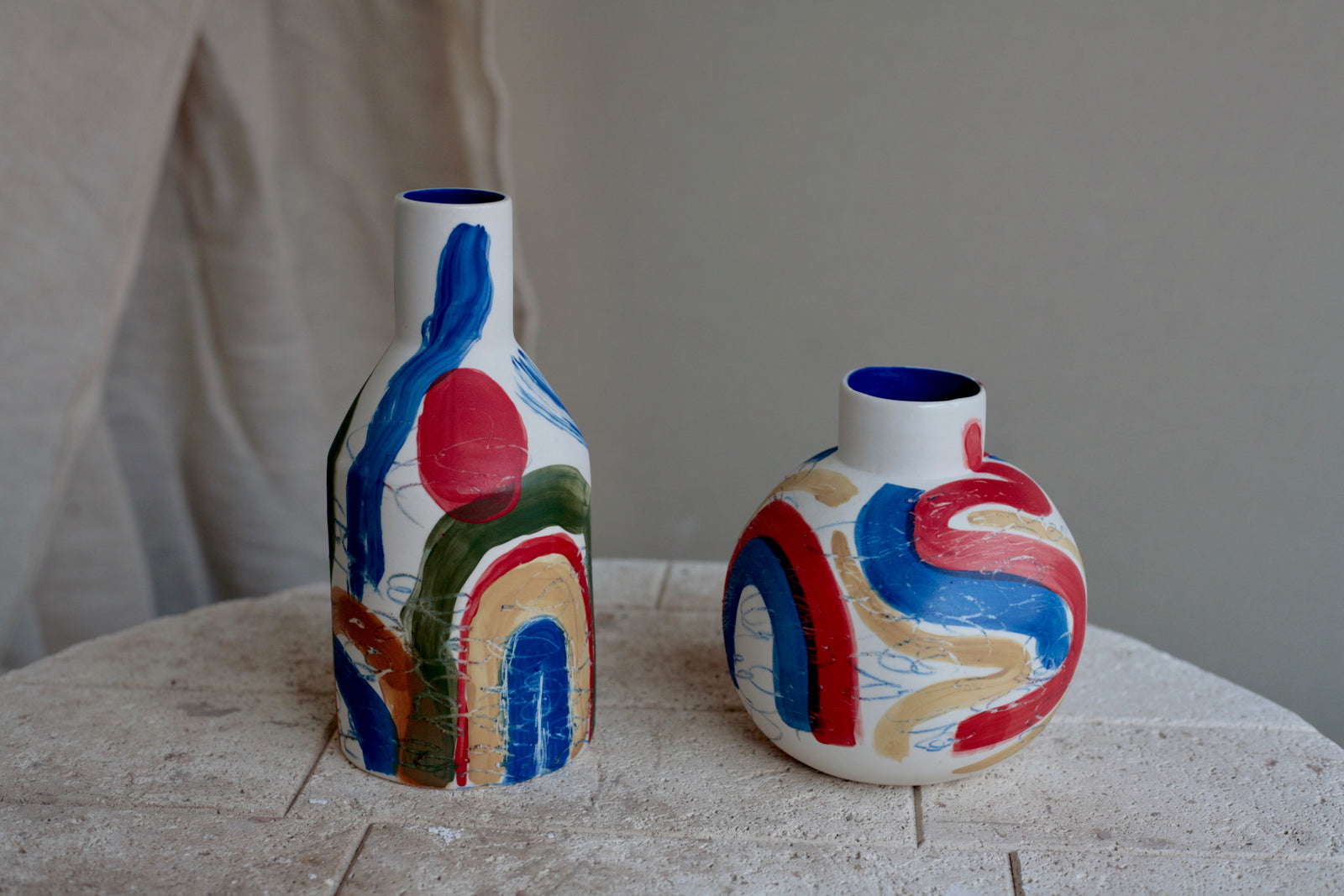 Round Porcelain Brushstroke Vase