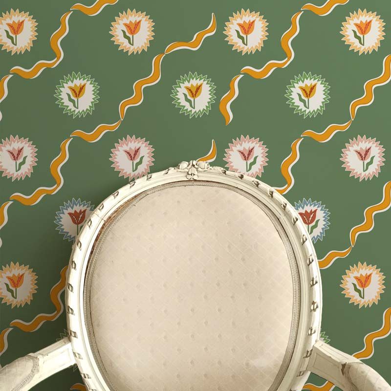 Tulips of Belgravia Wallpaper - Green