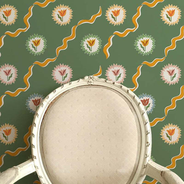Tulips of Belgravia Wallpaper - Green
