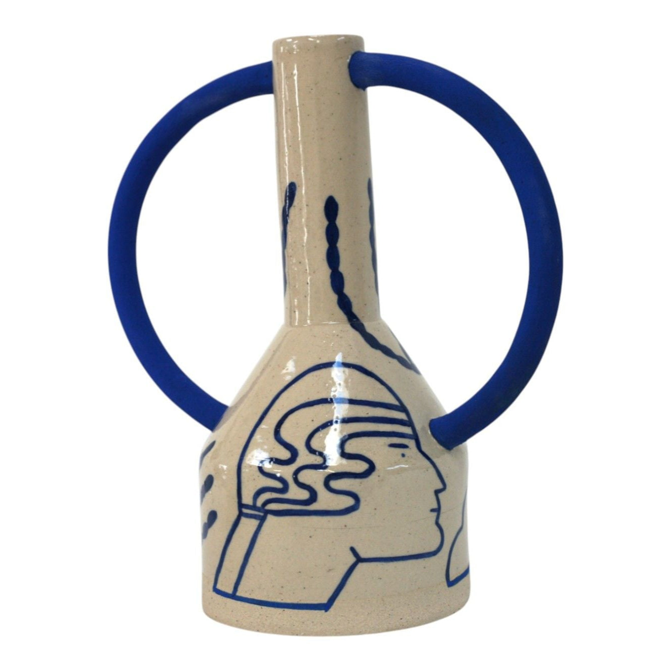 Extra Large Hand Painted Jug Eared Vase