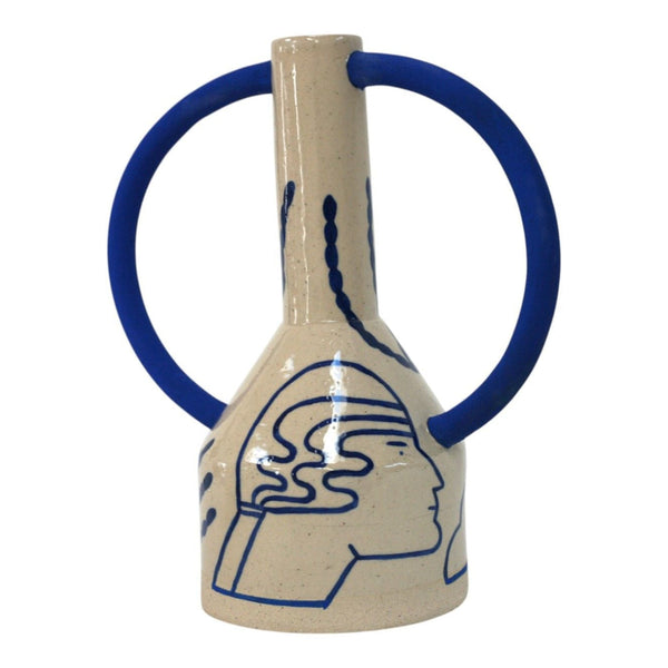 Extra Large Hand Painted Jug Eared Vase