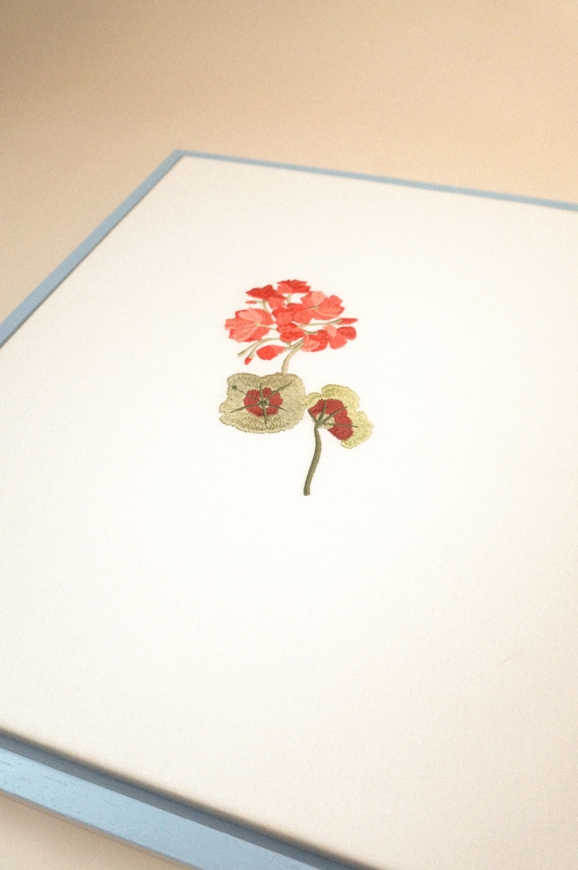 Geranium Framed Embroidered Art Canvas