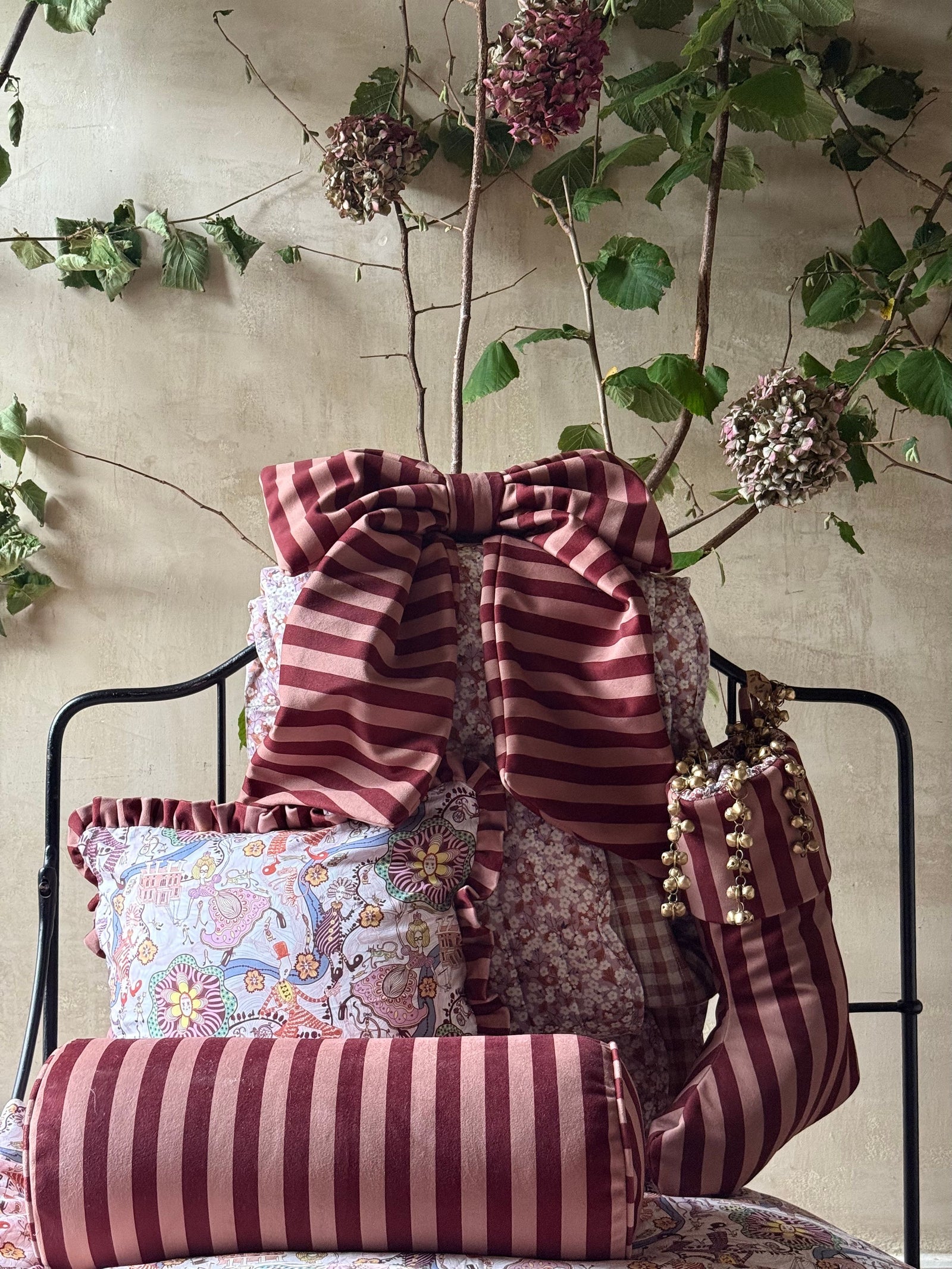 Velvet Cushion made with Liberty Fabric 'Shirley Smith'