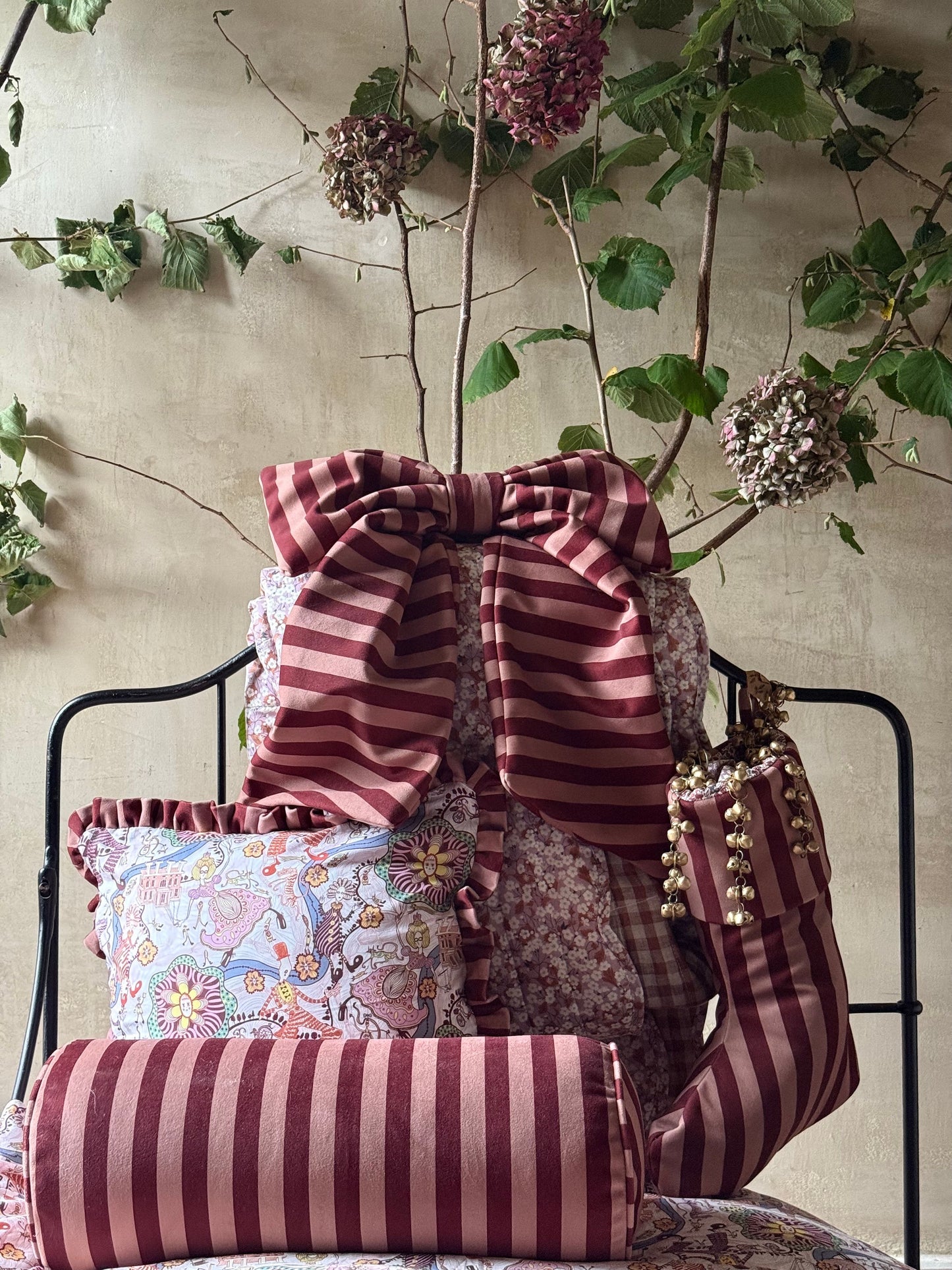 Velvet Cushion made with Liberty Fabric 'Shirley Smith'