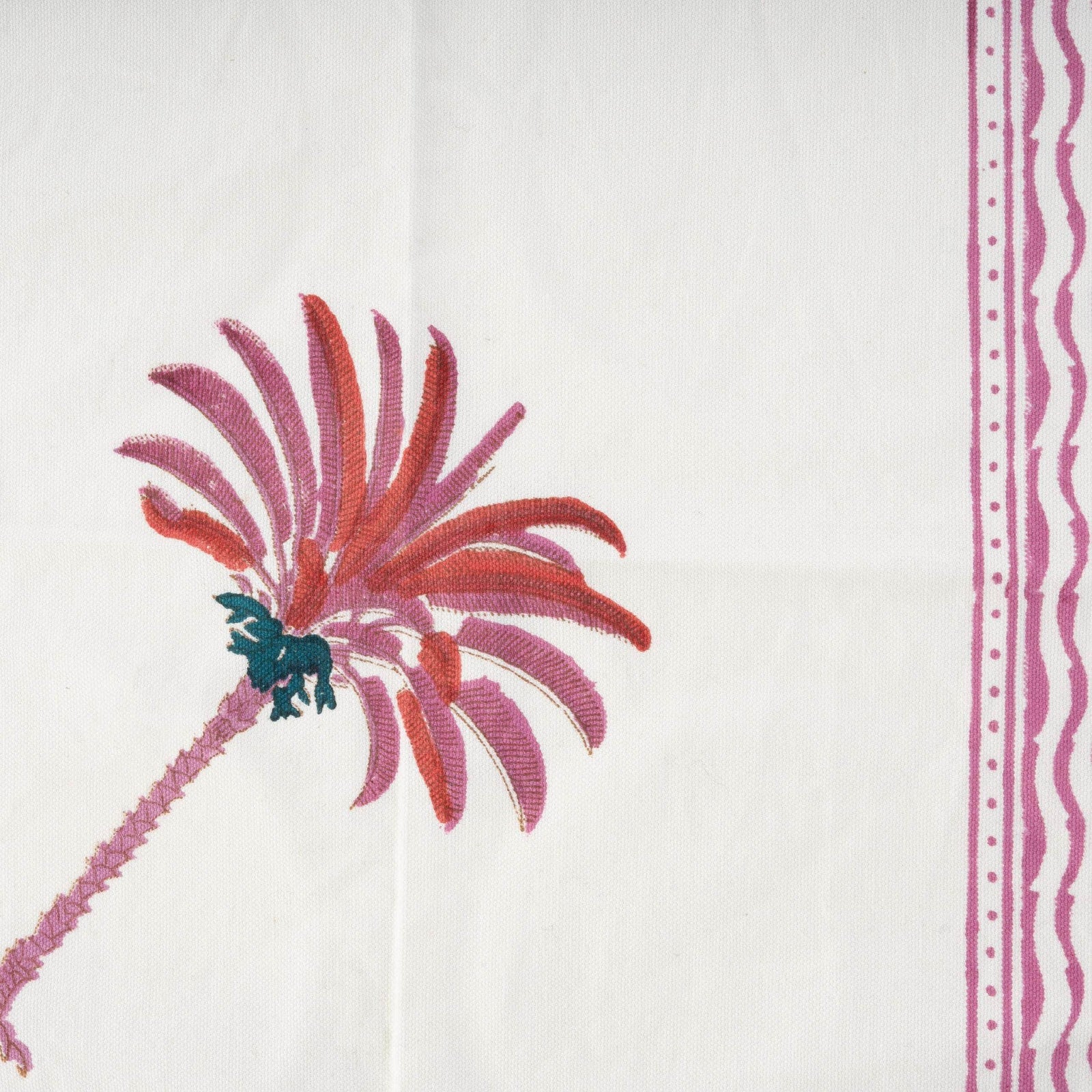 Hand-Printed Cotton Napkins - Palm Set of 4