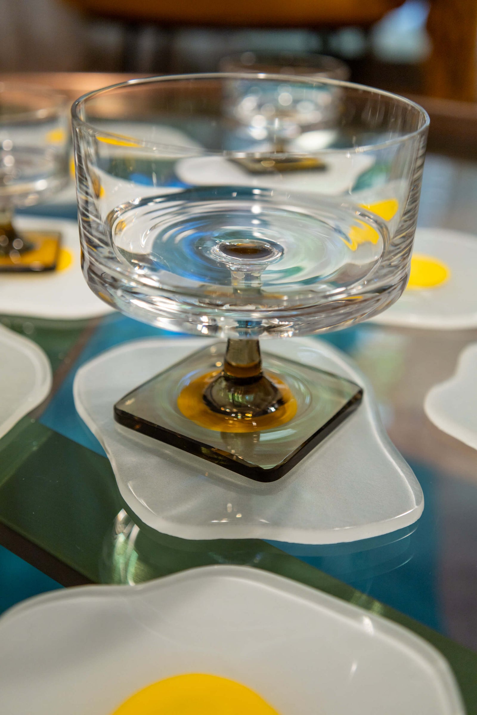 Squiggled Raw Egg Glass Coaster Set of Two