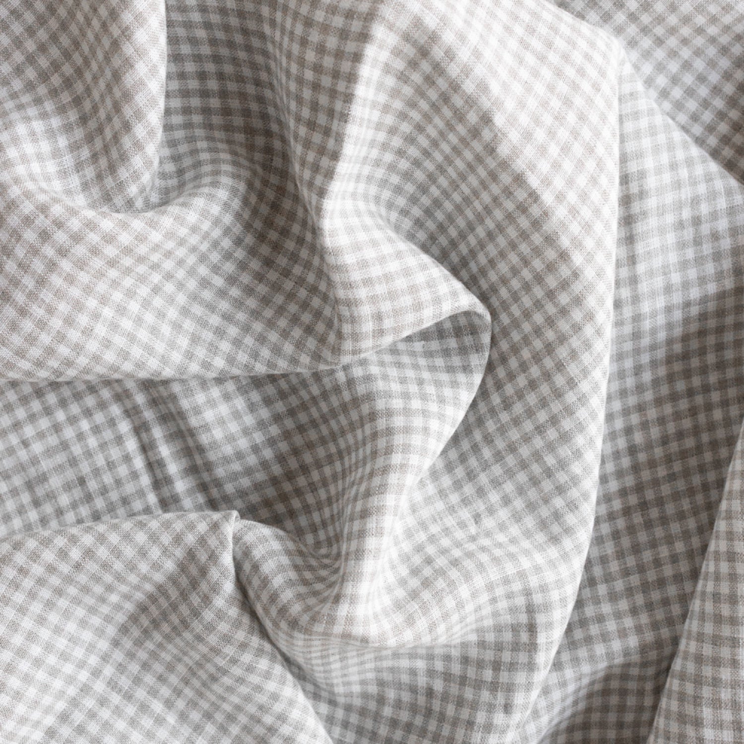 Beige Linen Gingham Tablecloth