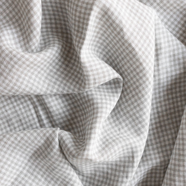 Beige Linen Gingham Tablecloth
