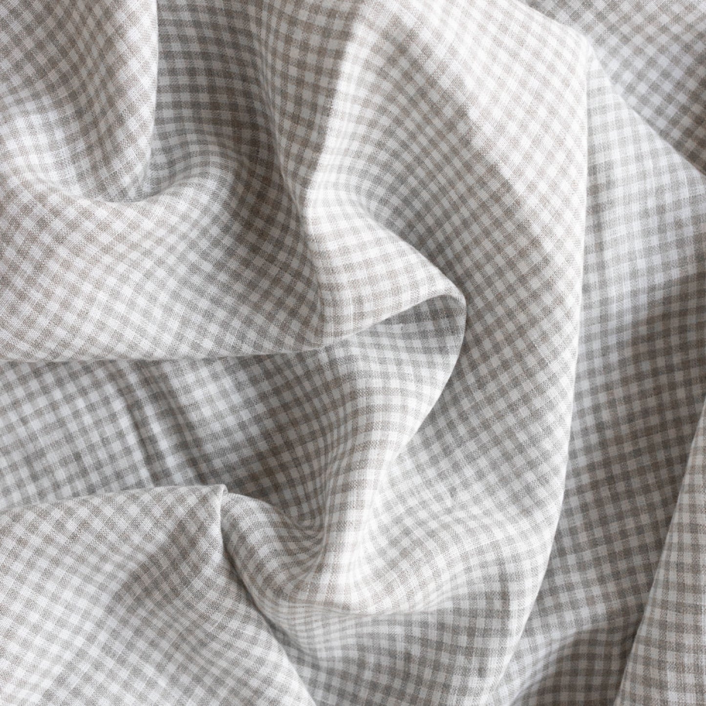 Beige Linen Gingham Tablecloth