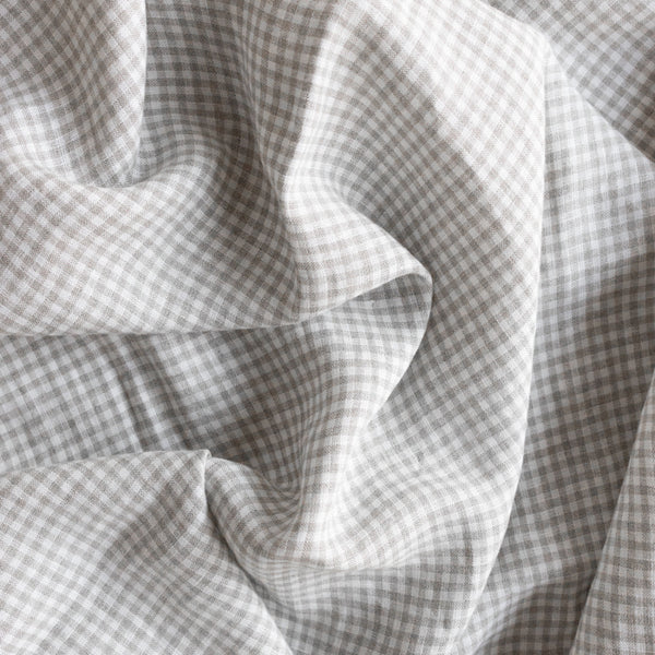 Beige Linen Gingham Tablecloth