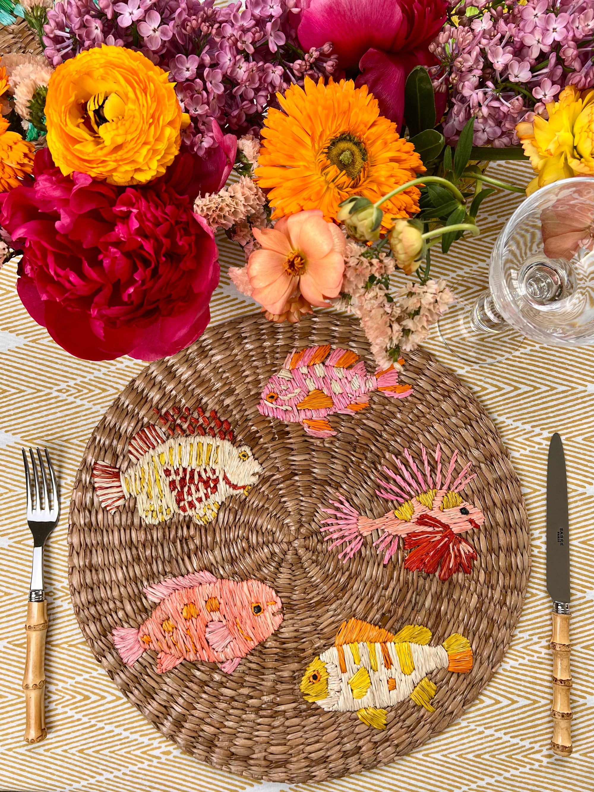 ’The Raffia Placemat’ - Pink Fish (pair)