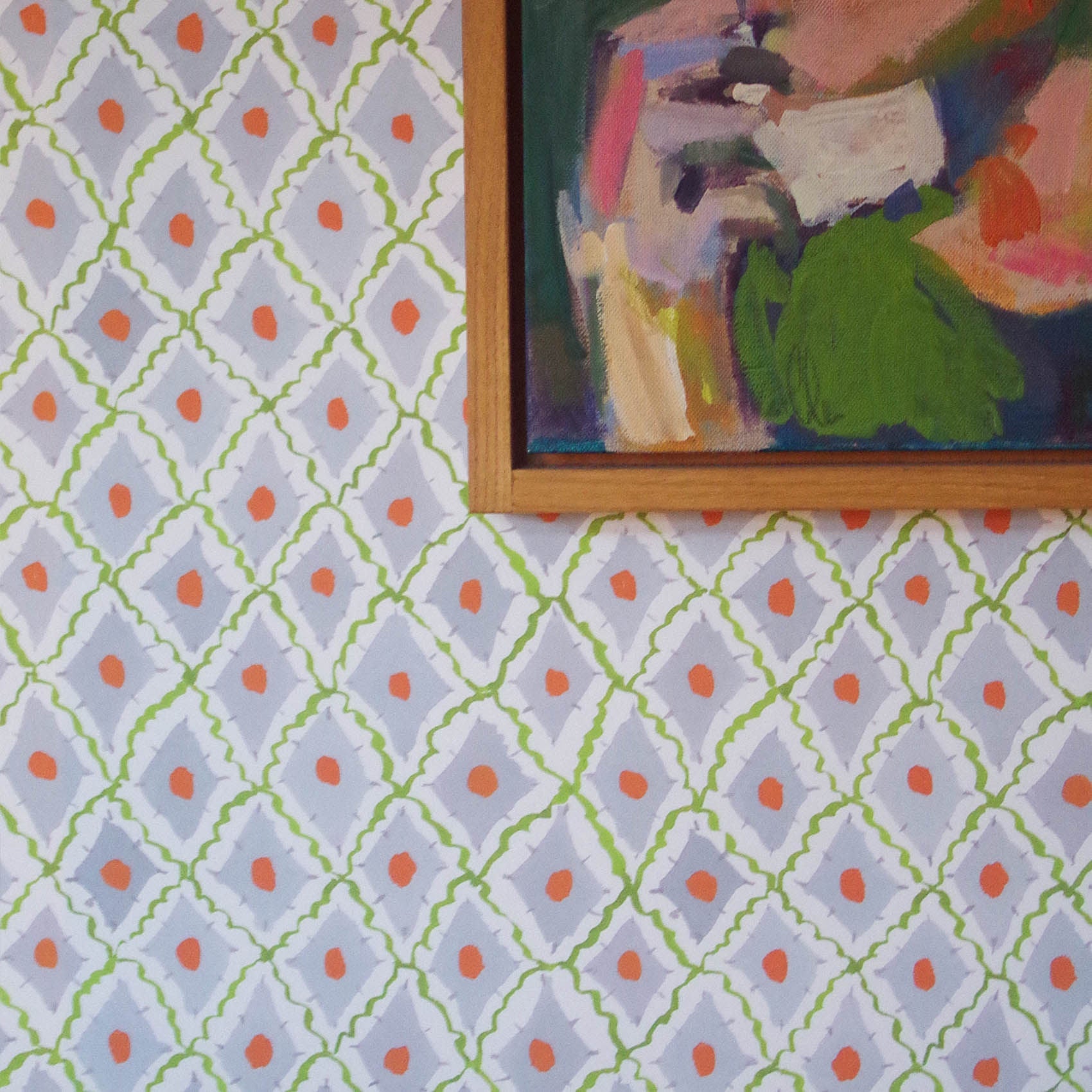 Printed Diamonds Wallpaper - Green