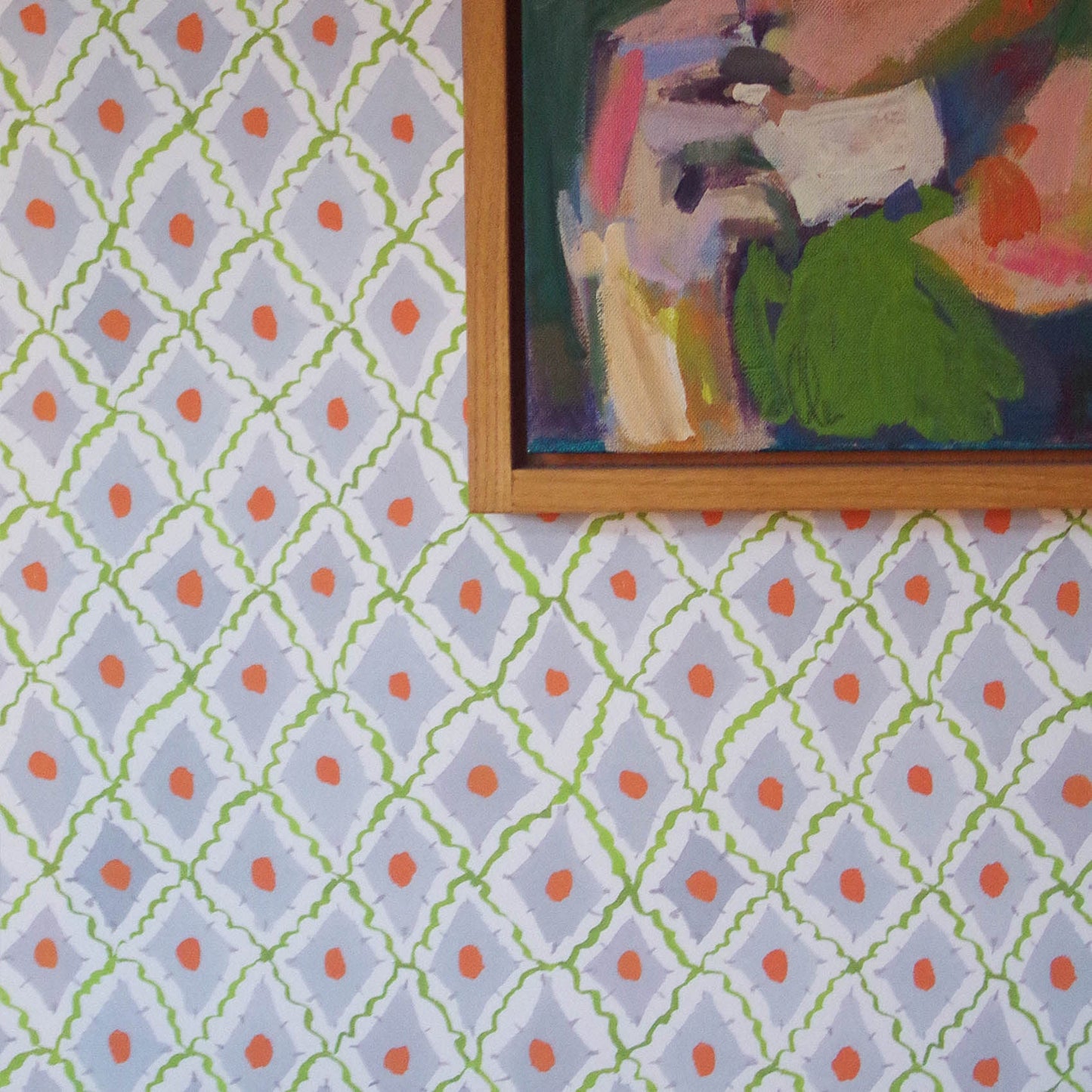 Printed Diamonds Wallpaper - Green