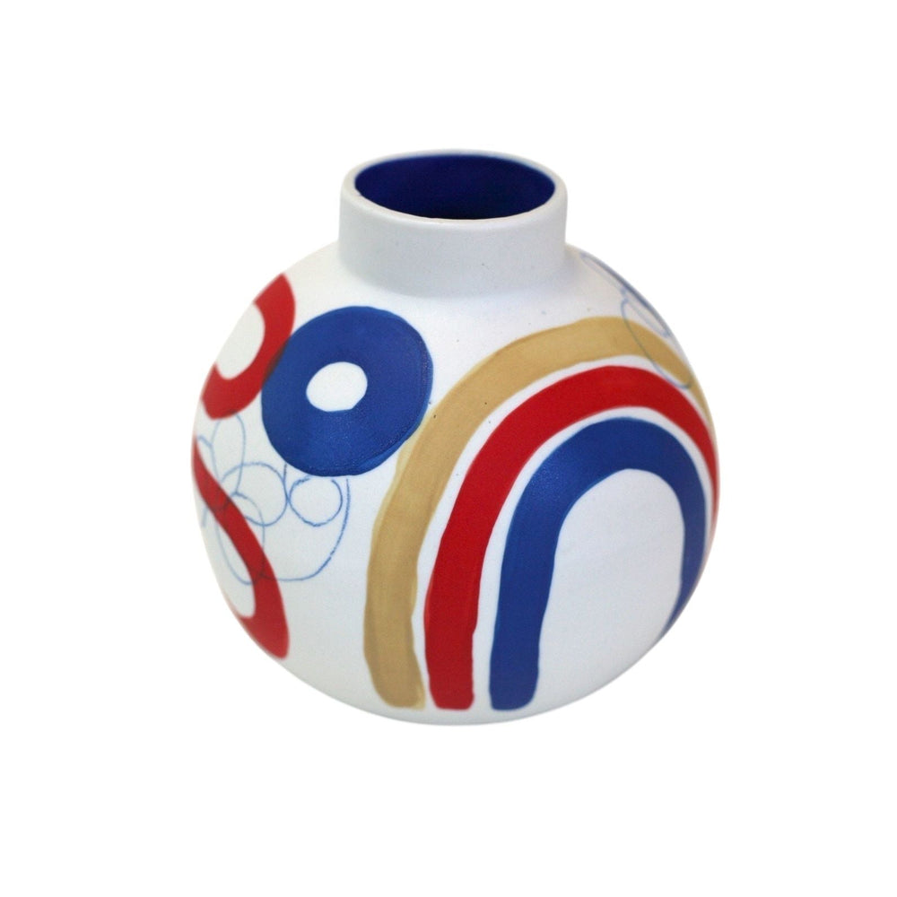 Round Porcelain Brushstroke Vase