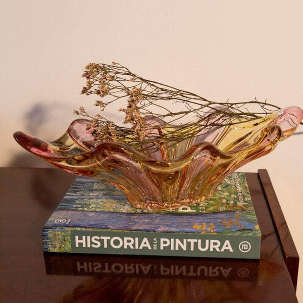 Vintage Striped Bohemian Glass Bowl