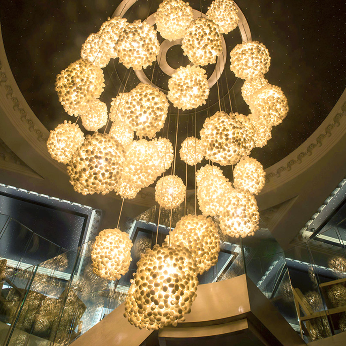 Cascadence Ceiling Light by Ango – Handcrafted Silk Cocoon Pendant