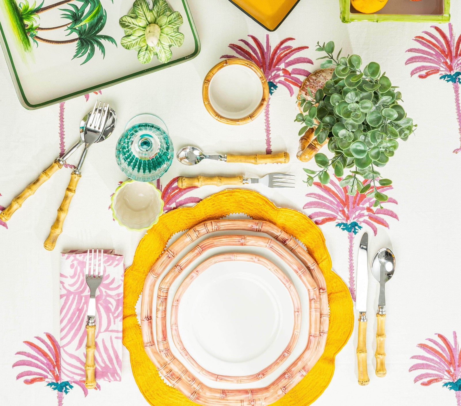 Bamboo Collection Ceramic Plate - Pink