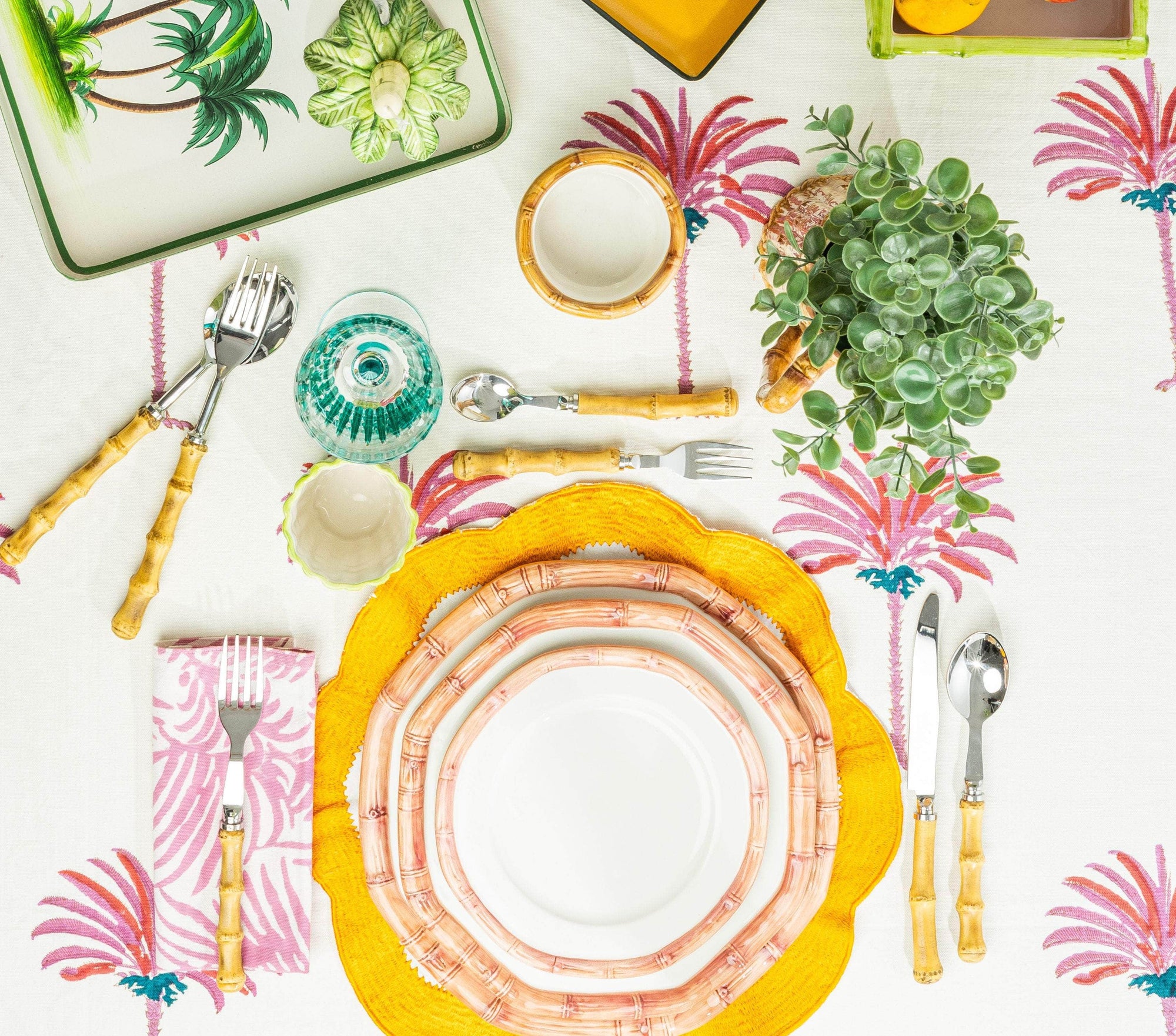 Bamboo Collection Ceramic Plate - Pink