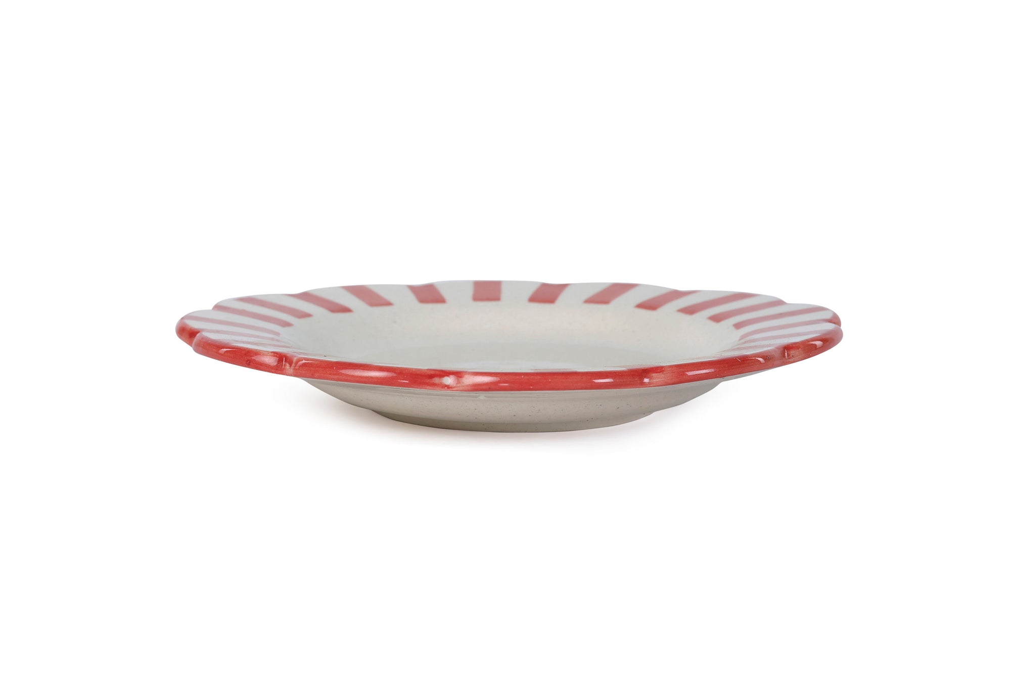 Ceramic Stripe Salad Plate Red