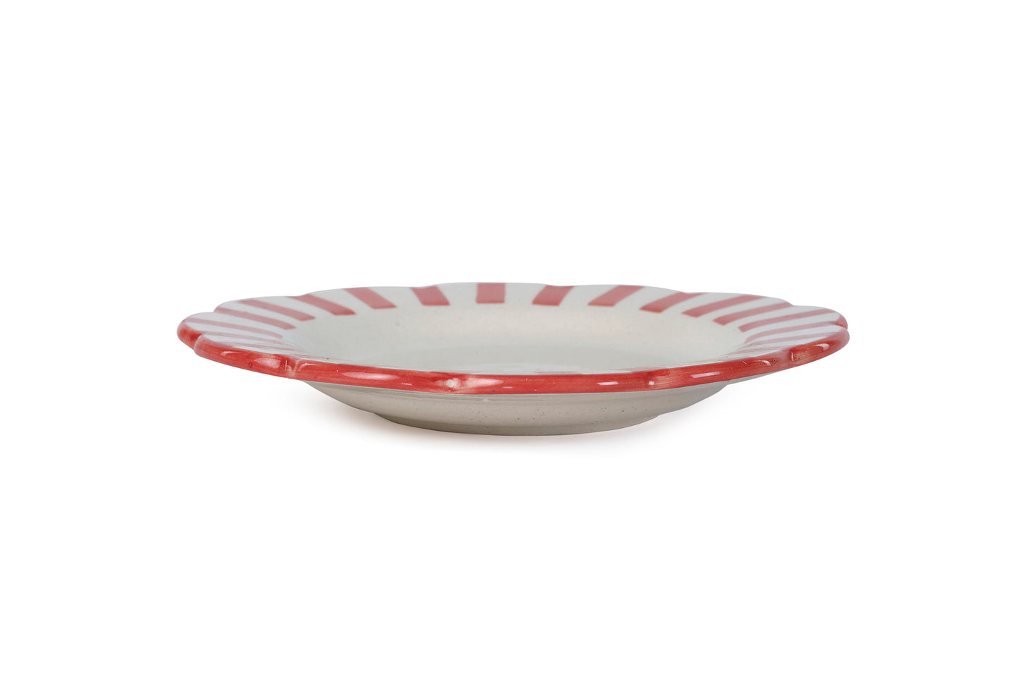 Ceramic Stripe Salad Plate Red