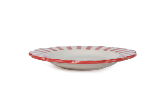 Ceramic Stripe Salad Plate Red