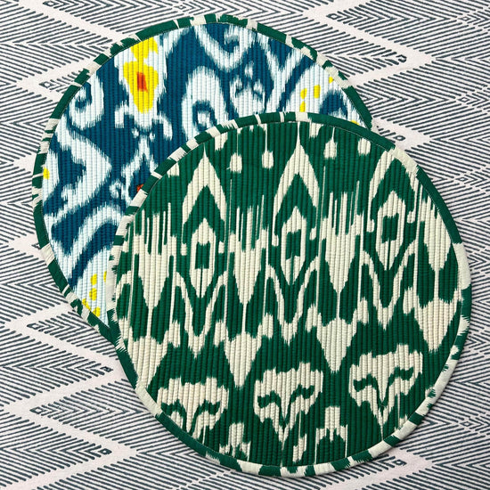 Ikat Round Placemat - Green & Teal
